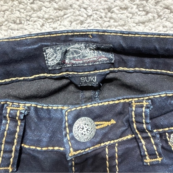 Silver Jeans Womens 27 Suki Mid Rise Super Skinny Dark Wash Big Stitch Denim - Picture 2 of 5